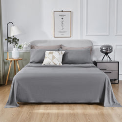 SOLID GRAY 4PC BEDDING SHEET SET - BREATHABLE AND COOLING SHEETS - HOTEL LUXURY - EXTRA SOFT - WRINKLE, FADE, STAIN RESISTANCE