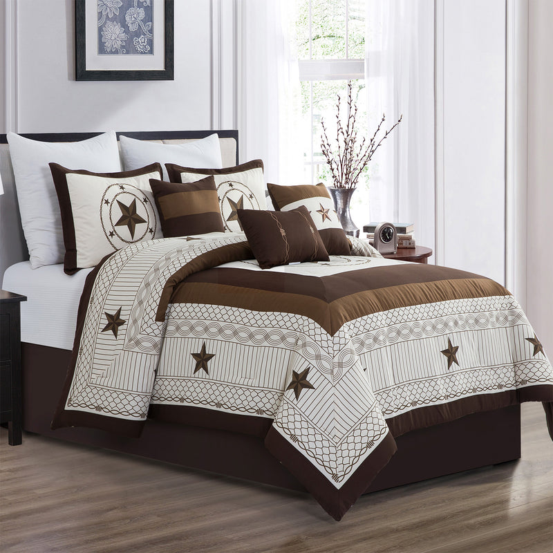 STAR 7PC BEDDING COMFORTER SET. RUFFLE & PATCHWORK, MICROFIBER FABRIC, FADE RESISTANT, SUPER SOFT, BED IN A BAG