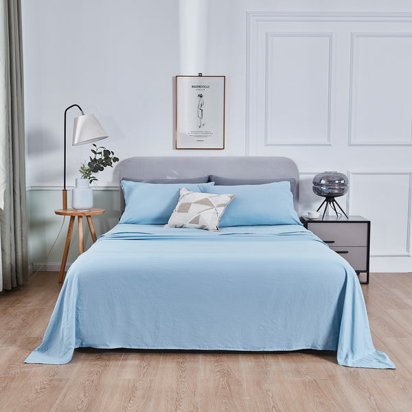 SOLID BLUE 4PC BEDDING SHEET SET - BREATHABLE AND COOLING SHEETS - HOTEL LUXURY - EXTRA SOFT - WRINKLE, FADE, STAIN RESISTANCE