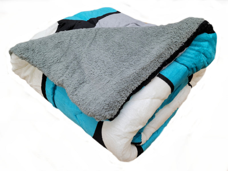 Osaka 3pc Round Shape Fleece Borrego Blanket Double Ply Blanket - Super Soft Warm - Thick and Heavy Plush Blanket - With 2 Pillow Sham