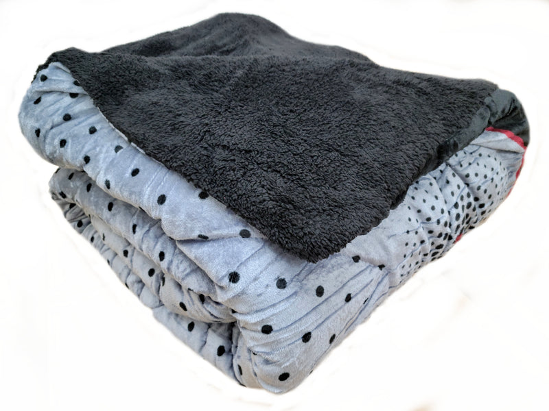 Osaka 3pc Dots Fleece Borrego Blanket Double Ply Blanket - Super Soft Warm - Thick and Heavy Plush Blanket - With 2 Pillow Sham