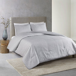 SHEILA 3PC GRAY BEDDING COMFORTER SET. RUFFLE & PATCHWORK, MICROFIBER FABRIC, FADE RESISTANT, SUPER SOFT, BED IN A BAG