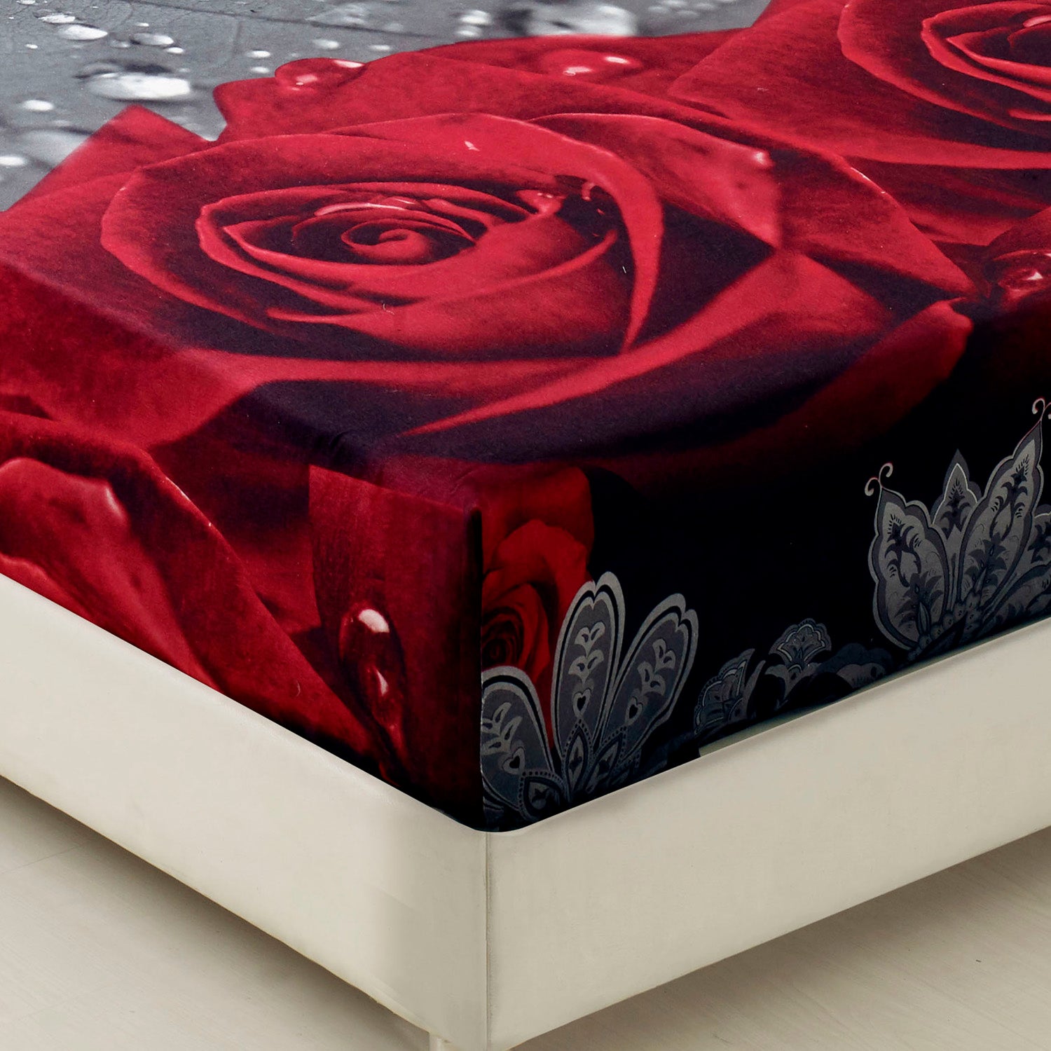 PASSIONATE RED ROSE 4PC PRINTED BEDDING SHEET SET - BREATHABLE AND COOLING SHEETS - HOTEL LUXURY - EXTRA SOFT - WRINKLE, FADE, STAIN RESISTANCE