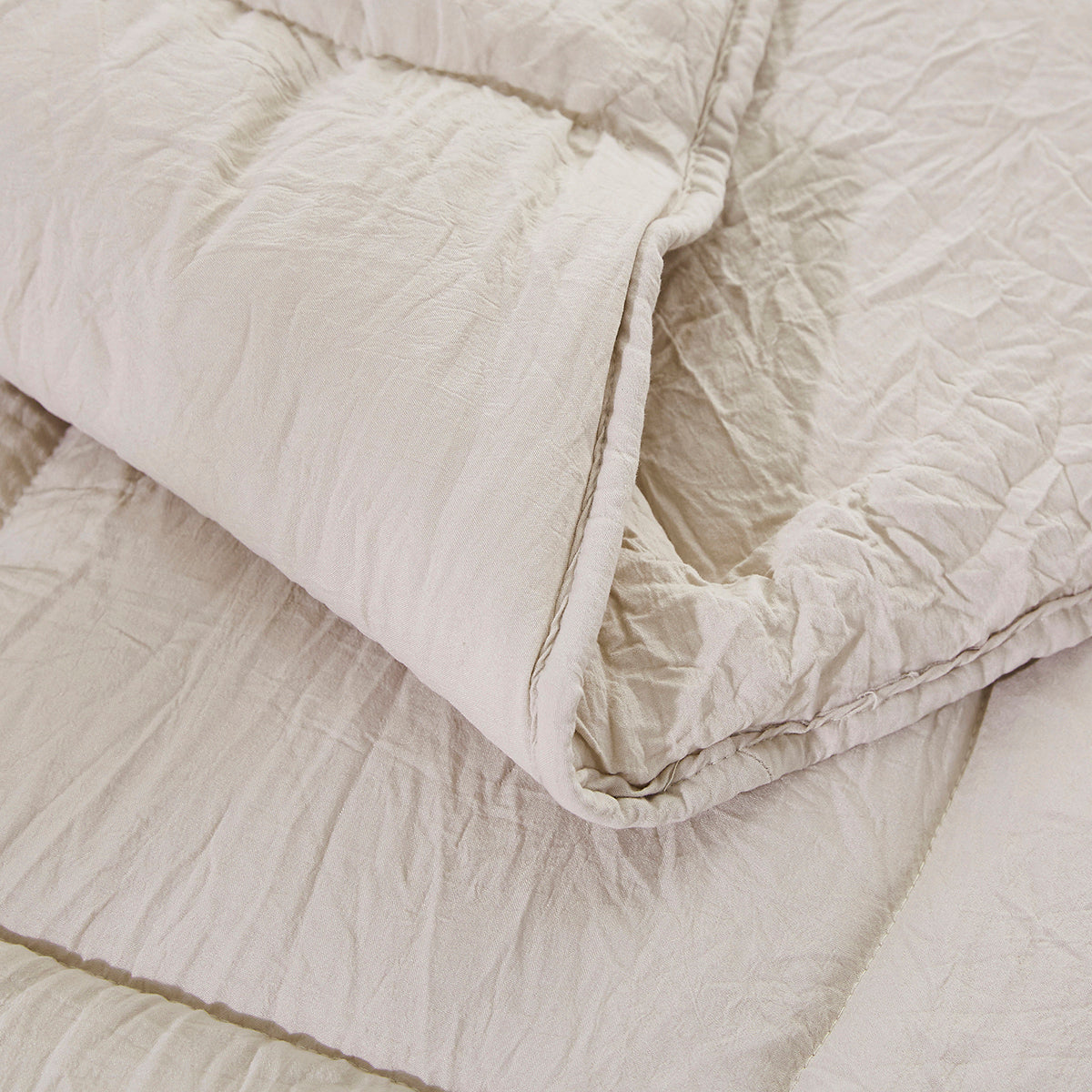ALTERNATIVE DOWN 3PC COMFORTER. PERFECT FOR ANY SEASON. ULTRA SOFT MICROFIBER COVER. TAUPE