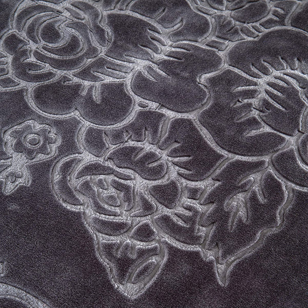 FLORAL EMBOSSING 1PLY WEIGHTED GRAY BLANKETS - SOLID COLOR DESIGN, WARM HEAVY BLANKET, JUMBO SIZE