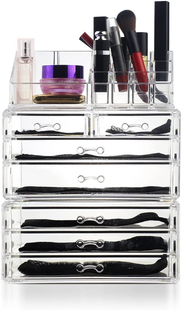 Jewelry and Cosmetic Acrylic Storage Makeup Organizer Set, 3 Piece Set