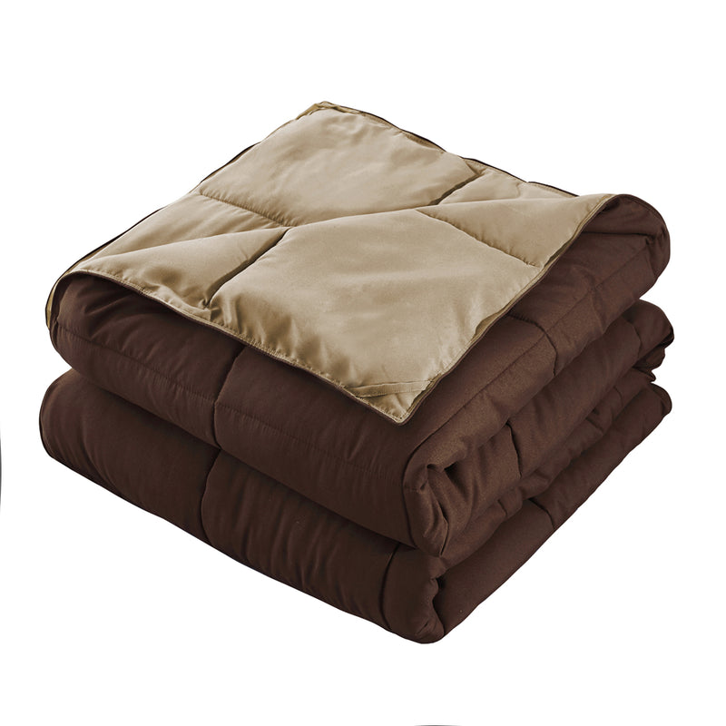 ALTERNATIVE DOWN 3PC REVERSIBLE COMFORTER. PERFECT FOR ANY SEASON. ULTRA SOFT MICROFIBER COVER. Brown/Taupe
