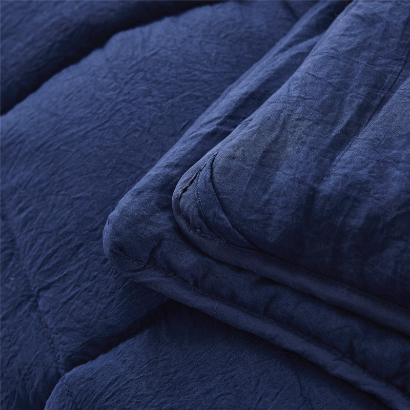 ALTERNATIVE DOWN 3PC COMFORTER. PERFECT FOR ANY SEASON. ULTRA SOFT MICROFIBER COVER. NAVY BLUE