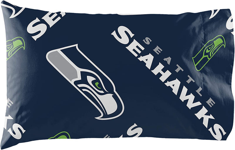 NFL SEATTLE SEAHAWKS 5PC COMFORTER SET SUPER SOFT, BREATHABLE, HYPOALLERGENIC, FADE RESISTANT - QUEEN SIZE