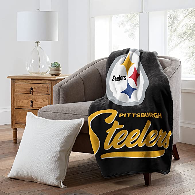 NFL PITTSBURGH STEELERS RASHCEL THROW BLANKET SUPER SOFT AND COZY WARM. 50X60 INCHES