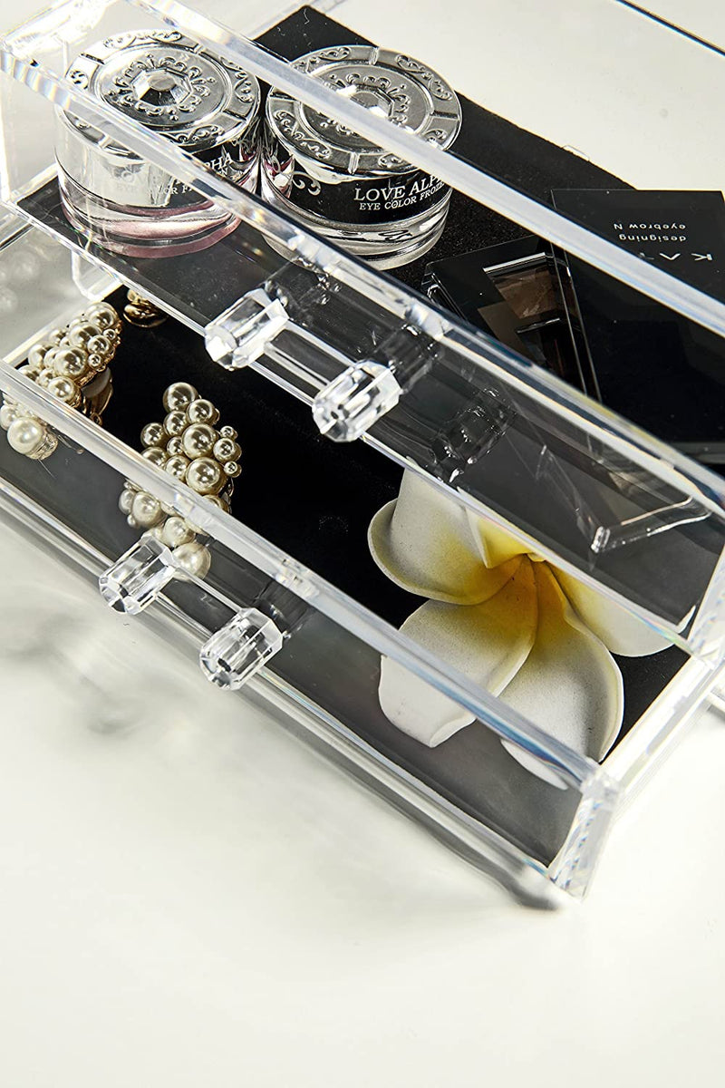 Jewelry and Cosmetic Acrylic Storage Makeup Organizer Set, 13.5W x 9.0D x 6.9H Inch