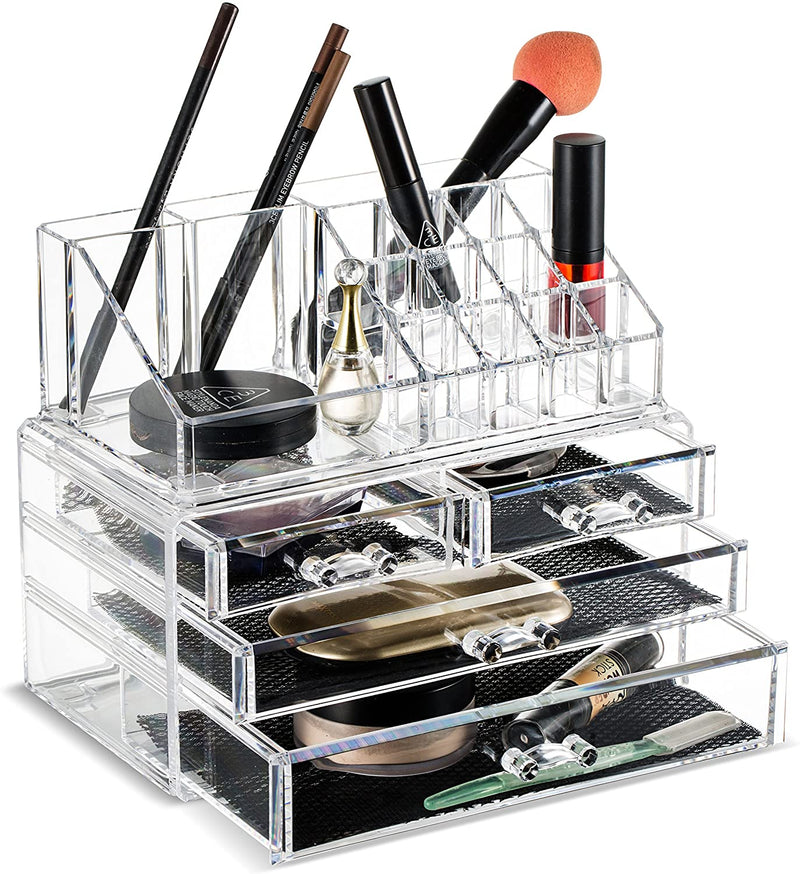 Jewelry and Cosmetic Acrylic Storage Makeup Organizer Set, 5 Piece Set