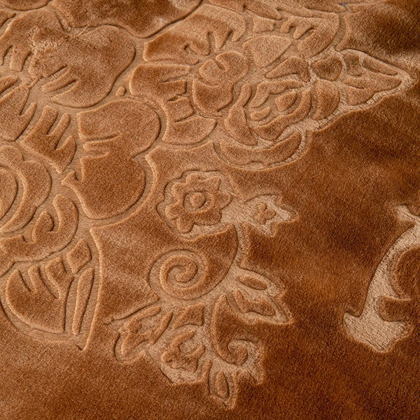 FLORAL EMBOSSING 1PLY WEIGHTED BROWN BLANKETS - SOLID COLOR DESIGN, WARM HEAVY BLANKET, JUMBO SIZE