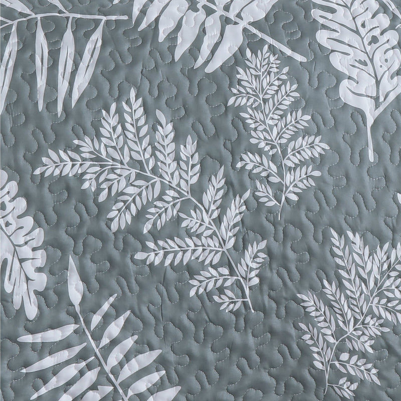 Leaf Gray 3pc Bedspread Quilt Set. Stitch Quilted Coverlet Set, Neutral Solid Quilt Set for Bedroom, Microfiber
