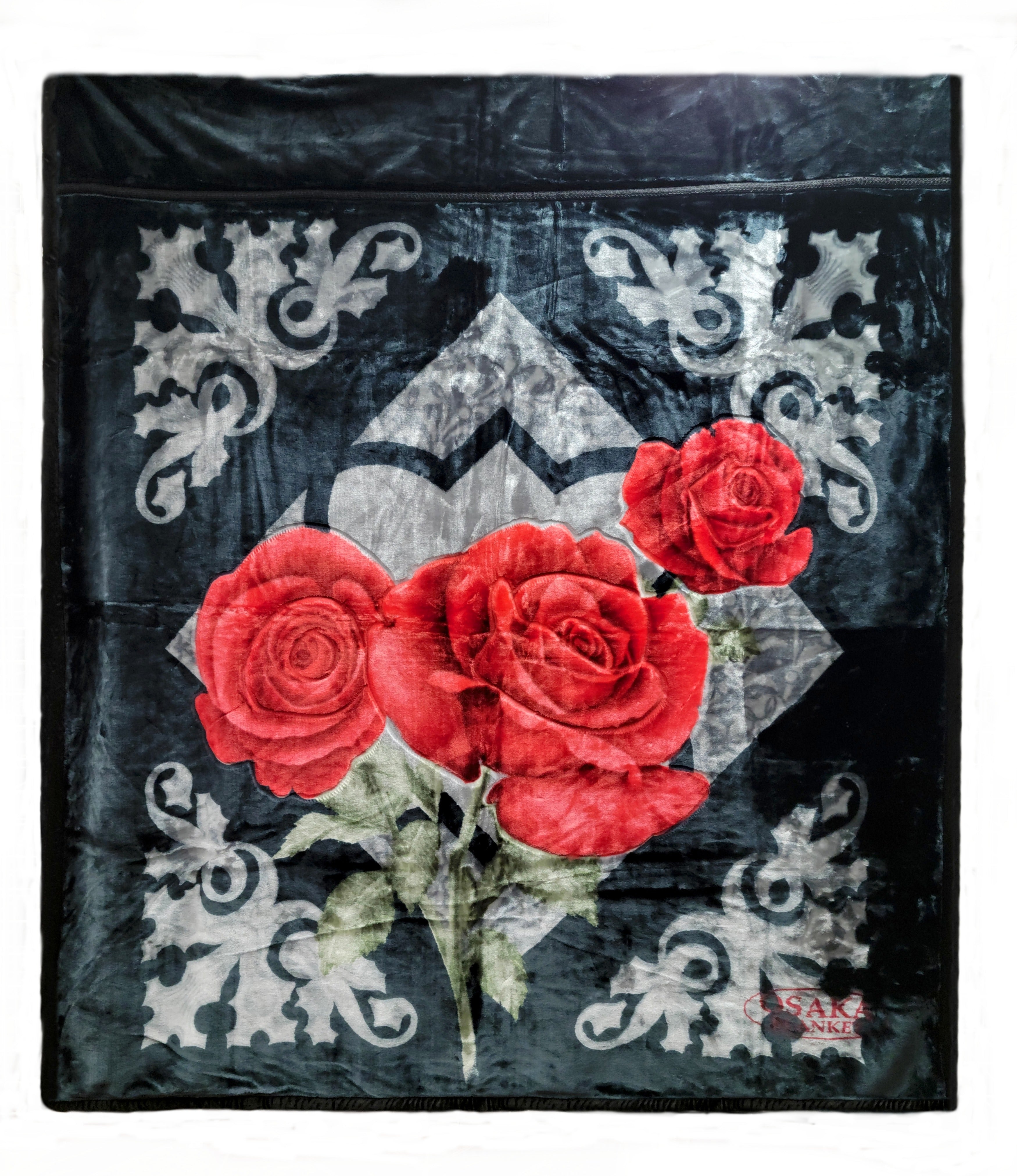 Osaka Red Rose Fleece Luxury Blanket Double Ply Blanket - Super Soft Warm - Thick and Heavy Plush Blanket