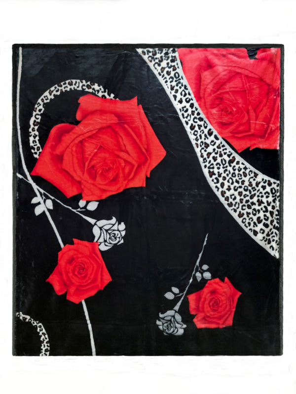 Osaka Red Rose Fleece Luxury Blanket Double Ply Blanket - Super Soft Warm - Thick and Heavy Plush Blanket