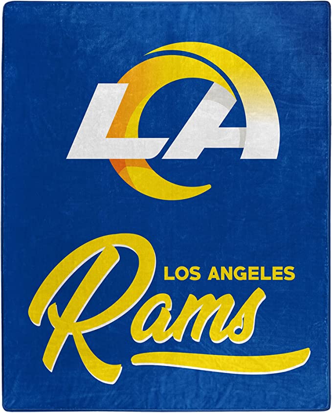 NFL LOS ANGELES RAMS RASHCEL THROW BLANKET SUPER SOFT AND COZY WARM. 50X60 INCHES