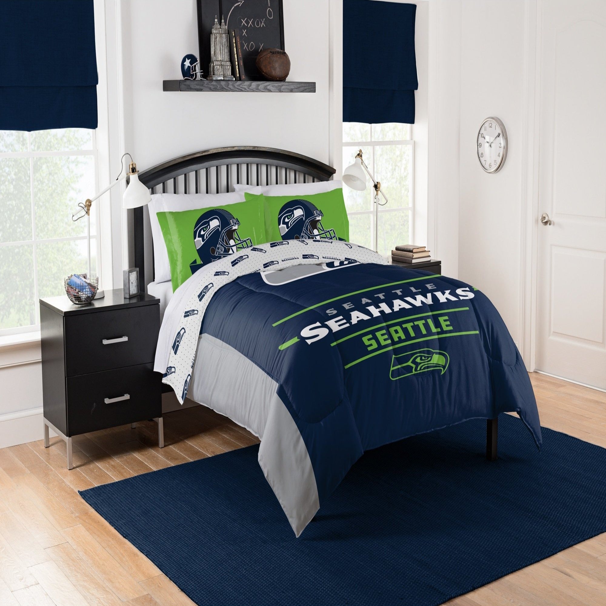 NFL SEATTLE SEAHAWKS 3PC COMFORTER SET SUPER SOFT, BREATHABLE, HYPOALLERGENIC, FADE RESISTANT - QUEEN SIZE WITH 2 PILLOW SHAMS
