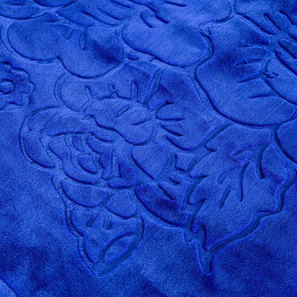 FLORAL EMBOSSING 1PLY WEIGHTED NAVY BLUE BLANKETS - SOLID COLOR DESIGN, WARM HEAVY BLANKET, JUMBO SIZE